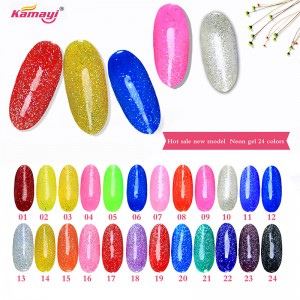 Kamayi Oem έθιμο 12ml Neon γέλη μαργαριτάρι μαργαριτάρι χρώμα σειρά uv οδήγησε γέλη βερνίκι μακράς διαρκείας γέλη καρφί για χονδρική